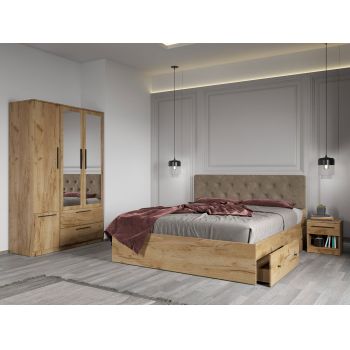 Set dormitor complet Stejar Auriu - Madrid - C03 ieftin