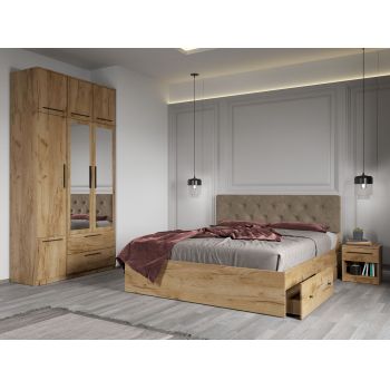 Set dormitor complet Stejar Auriu - Madrid - C07 ieftin