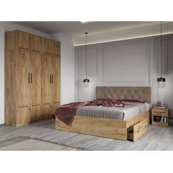 Set dormitor complet Stejar Auriu - Madrid - C13 ieftin