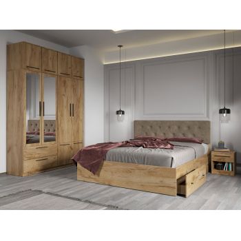 Set dormitor complet Stejar Auriu - Madrid - C15 ieftin