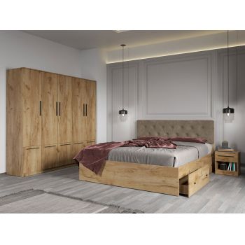 Set dormitor complet Stejar Auriu - Madrid - C17 ieftin