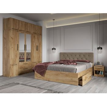 Set dormitor complet Stejar Auriu - Madrid - C23 ieftin