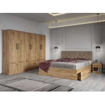 Set dormitor complet Stejar Auriu - Madrid - C25 ieftin