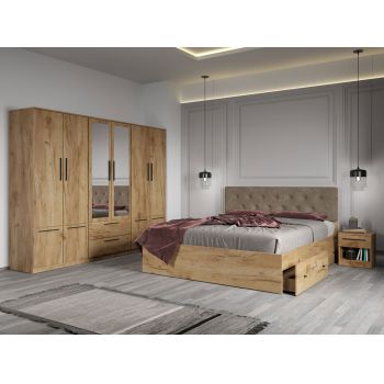 Set dormitor complet Stejar Auriu - Madrid - C27 ieftin