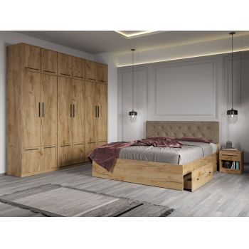 Set dormitor complet Stejar Auriu - Madrid - C29 ieftin