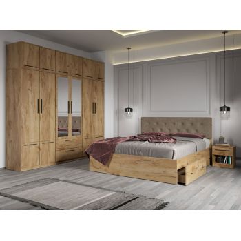Set dormitor complet Stejar Auriu - Madrid - C31 ieftin