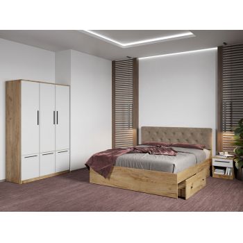Set dormitor complet Stejar Auriu - Madrid - C65 ieftin