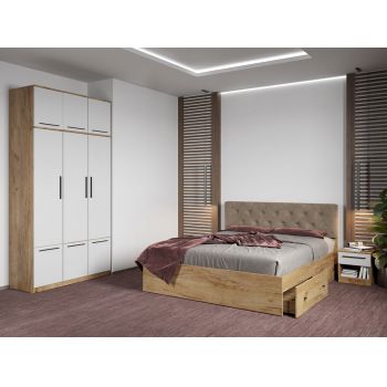 Set dormitor complet Stejar Auriu - Madrid - C69 ieftin