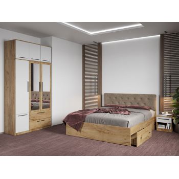 Set dormitor complet Stejar Auriu - Madrid - C71 ieftin