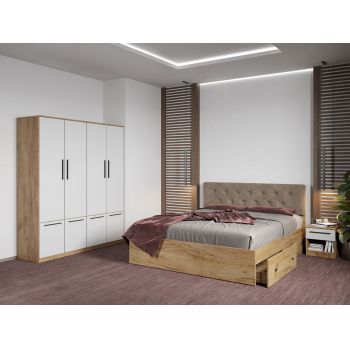 Set dormitor complet Stejar Auriu - Madrid - C73 ieftin