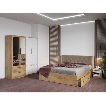 Set dormitor complet Stejar Auriu - Madrid - C75 ieftin