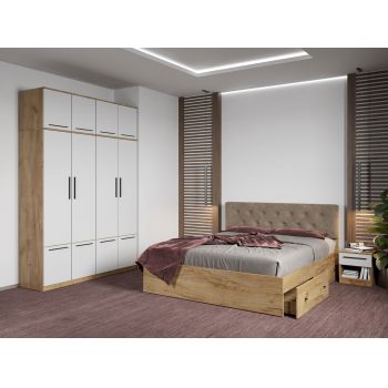 Set dormitor complet Stejar Auriu - Madrid - C77 ieftin
