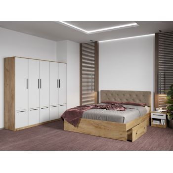 Set dormitor complet Stejar Auriu - Madrid - C81 ieftin