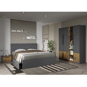 Set dormitor Gri cu Flagstaff Oak fara comoda - Sidney - C16 ieftin
