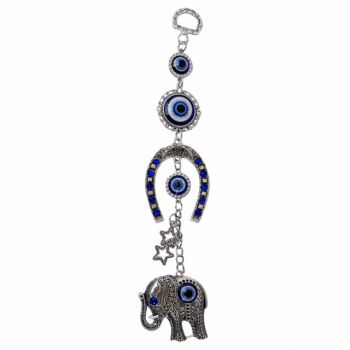Amuleta Feng Shui pentru protectie si noroc, model elefant, potcoava si Ochiul lui Horus, argintiu ieftina