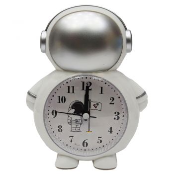 Ceas de masa desteptator pentru copii Pufo Astronaut, 15 cm, argintiu ieftin