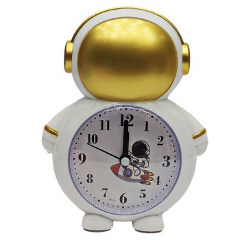 Ceas de masa desteptator pentru copii Pufo Astronaut, 15 cm, auriu ieftin