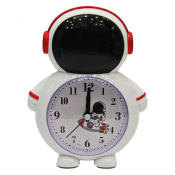 Ceas de masa desteptator pentru copii Pufo Astronaut, 15 cm, rosu ieftin