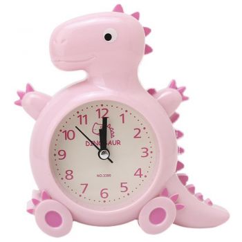 Ceas de masa desteptator pentru copii Pufo, model Happy Dyno, 15 cm, roz ieftin