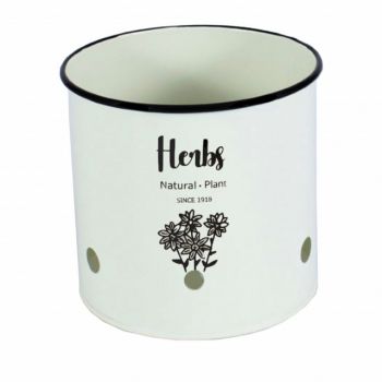 Recipient metalic de bucatarie Pufo Herbs pentru organizare si depozitare tacamuri, ustensile, plicuri de ceai, capsule cafea, alb ieftina