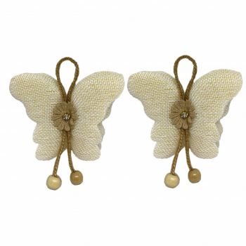 Set cordon de strangere Pufo Butterfly pentru draperie sau perdea cu magnet, 2 buc, bej