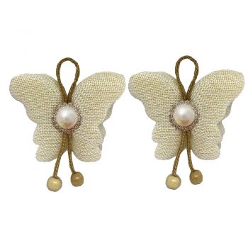 Set cordon de strangere Pufo Ellegant Butterfly pentru draperie sau perdea cu magnet, 2 buc, bej ieftina