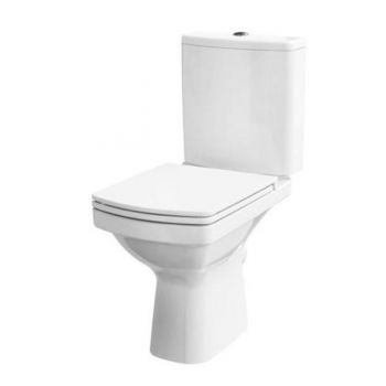 Set vas WC compact Cersanit, Easy New, cu capac si rezervor, Clean On, alb