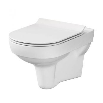 Set vas WC suspendat Cersanit, City, Rimless cu capac Soft-Close si Easy Off inclus ieftin