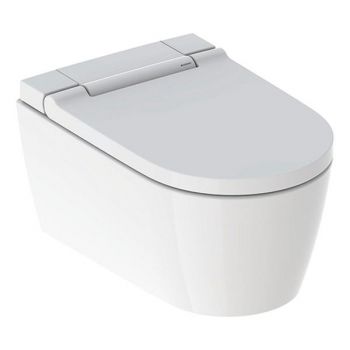 Set vas WC suspendat Geberit, AquaClean Sela, rimless, cu functie de bideu, alb alpin la reducere