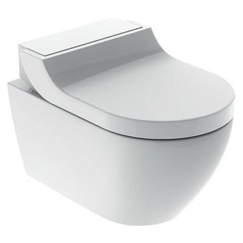 Set vas WC suspendat Geberit, AquaClean Tuma Classic, cu capac cu functie de bideu, rimless, alb alpin