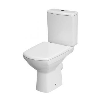Vas WC compact Cersanit, Carina, cu capac soft close si rezervor, Clean On, alb la reducere