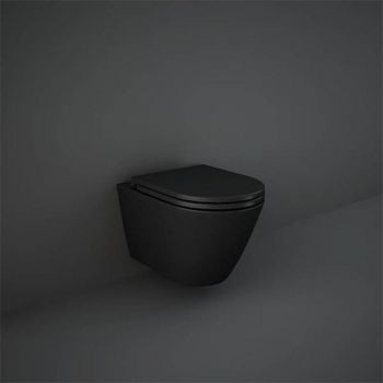 Vas WC suspendat, RAK, Feeling, rimless, oval, negru mat la reducere