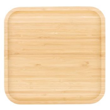 Platou Pufo din lemn de bambus pentru servire alimente, aperitive, dulciuri, 20 cm, maro