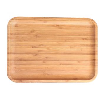 Platou Pufo din lemn de bambus pentru servire alimente, aperitive, dulciuri, pizza, 36 cm, maro