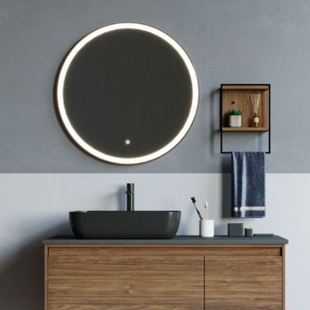 Oglindă Fluminia, Black-Boy-60, rotundă, iluminare LED și dezaburire, ramă neagră ieftina