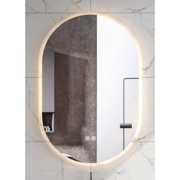 Oglinda Fluminia, Dali, ovala, 60 x 90 cm, cu iluminare LED și dezaburire la reducere