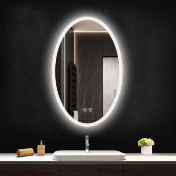 Oglinda Fluminia, Picasso-EX-60, ovala, cu iluminare LED și dezaburire ieftina