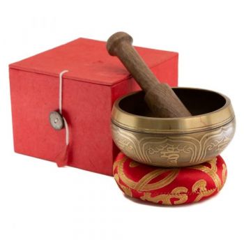 Bol tibetan muzical set cadou, bol auriu Deluxe mandala 10 cm