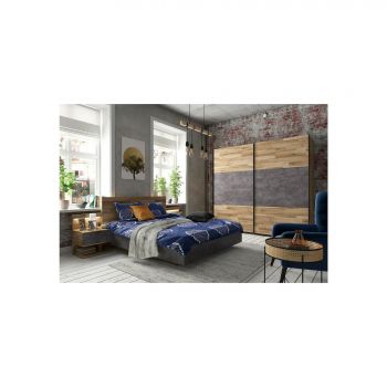 Set Dormitor Arica, Stejar Silva/Gri Beton ieftin