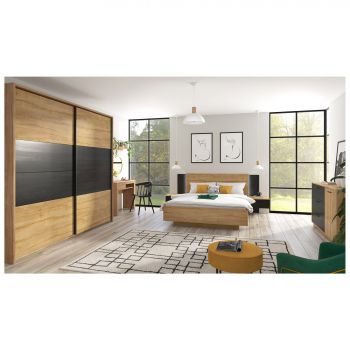 Set Dormitor Maio, 240.5x62.5x225.5 cm - Stejar Waterforda/Stejar Negru ieftin