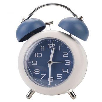 Ceas de masa desteptator Pufo Joyful cu buton de iluminare cadran, 15 cm, albastru ieftin