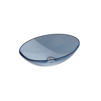 Lavoar oval tip bol Besco Anya 50x35cm ResiCast transparent ventil click-clack crom Blue Wave ieftin