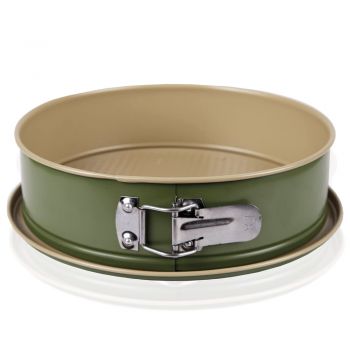 Tava metalica rotunda pentru copt prajituri, cu baza detasabila, 22 cm, verde