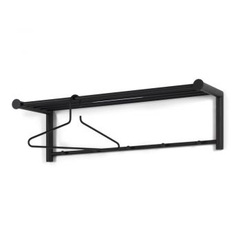 Cuier de perete negru cu raft din metal Suza – Spinder Design