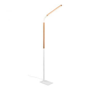 Lampadar alb/în culoare naturală LED cu abajur din lemn (înălțime 169,5 cm) Norris – Trio ieftin