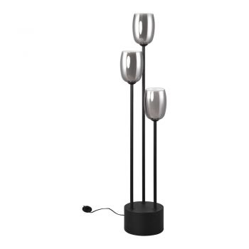 Lampadar negru-argintiu cu abajur din sticlă (înălțime 140 cm) Barret – Trio Select