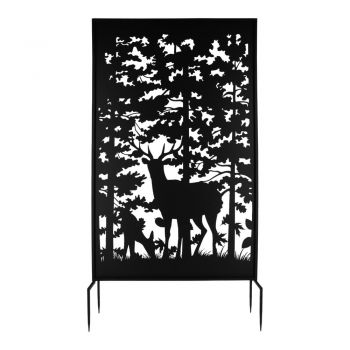 Paravan pentru balcon negru din metal 100x186 cm Deer – Esschert Design