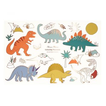 Suporturi pentru farfurii 8 buc. din hârtie 28x42.5 cm Dinosaurs – Meri Meri