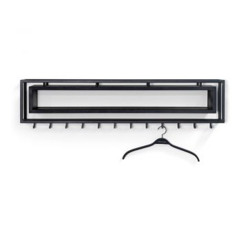 Cuier de perete negru cu raft din metal School – Spinder Design