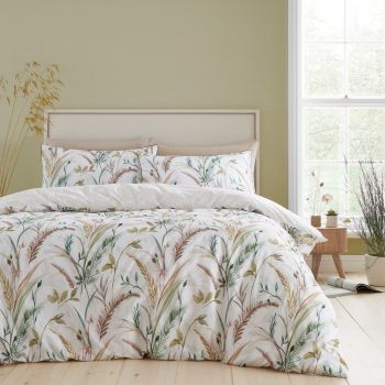 Lenjerie de pat albă/bej din bumbac pentru pat de o persoană 135x200 cm Ornamental Grasses – RHS